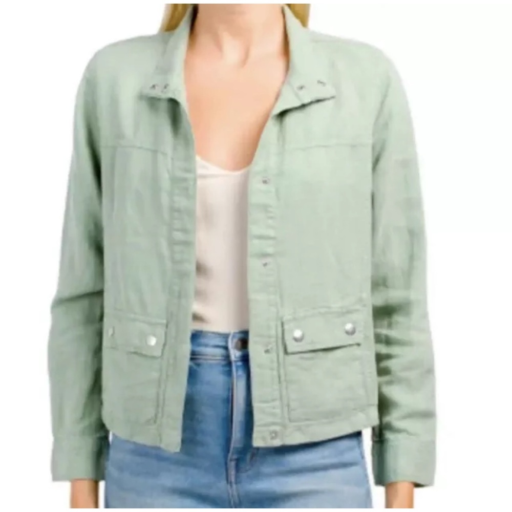 Christian Siriano | Light Sage Green Linen Blend Utility Shacket Size L Large